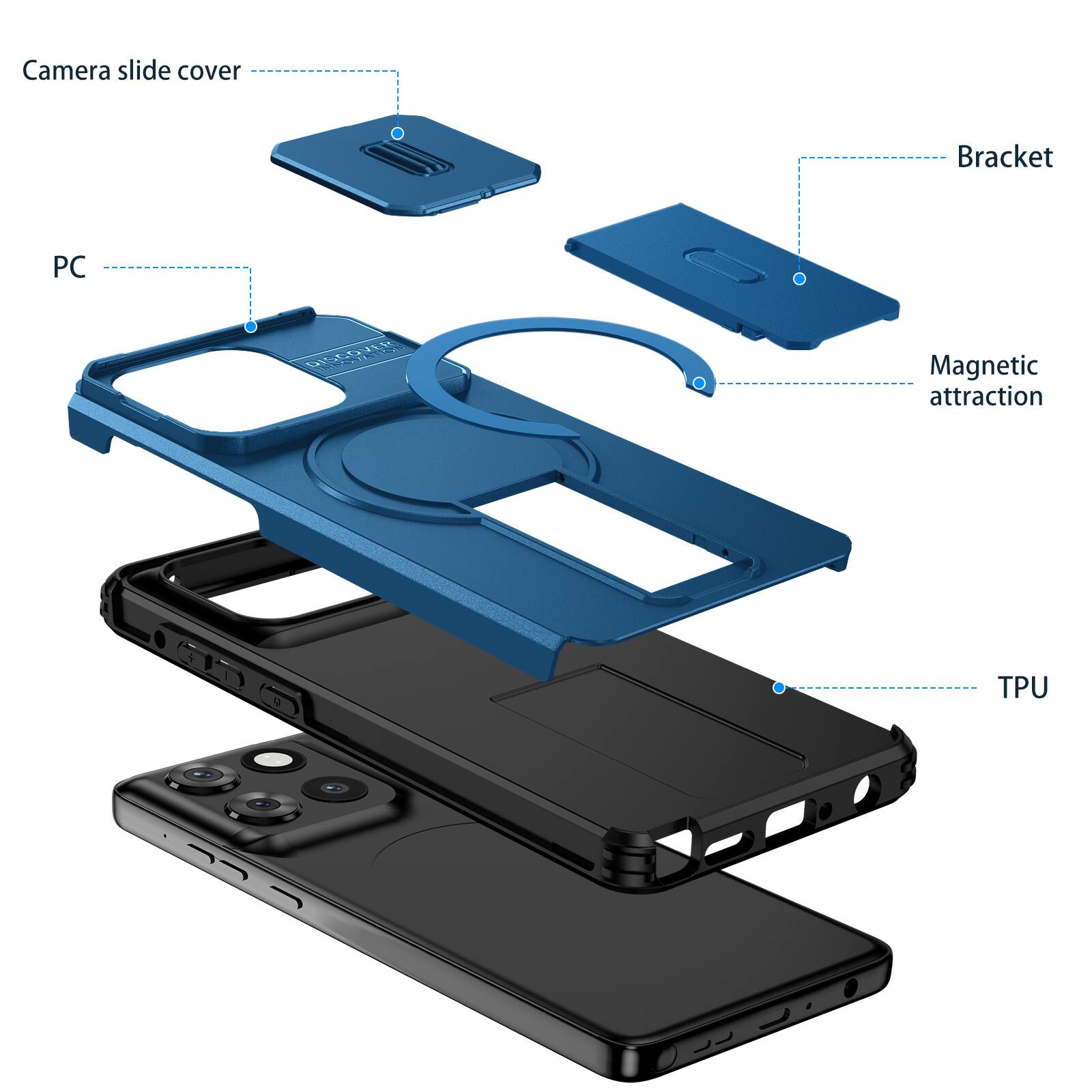 Camera slide cover  
Bracket  
PC  
Magnetic attraction  
TPU
