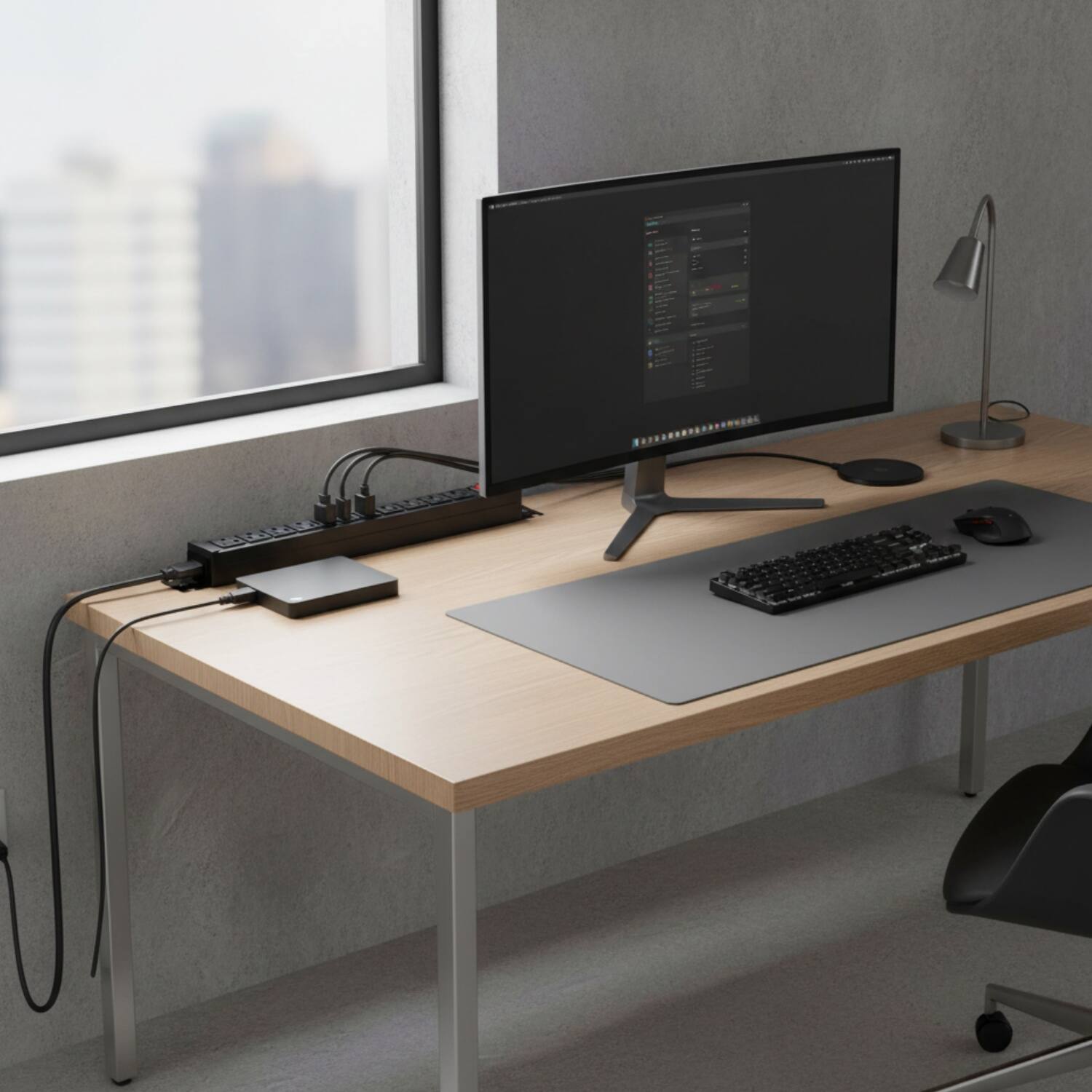 Alt View 1. Dazzed Corner - 6ft  Metal Rotating Mountable Power Strip, 12 Outlet Wall Mount Surge Protector - Black.