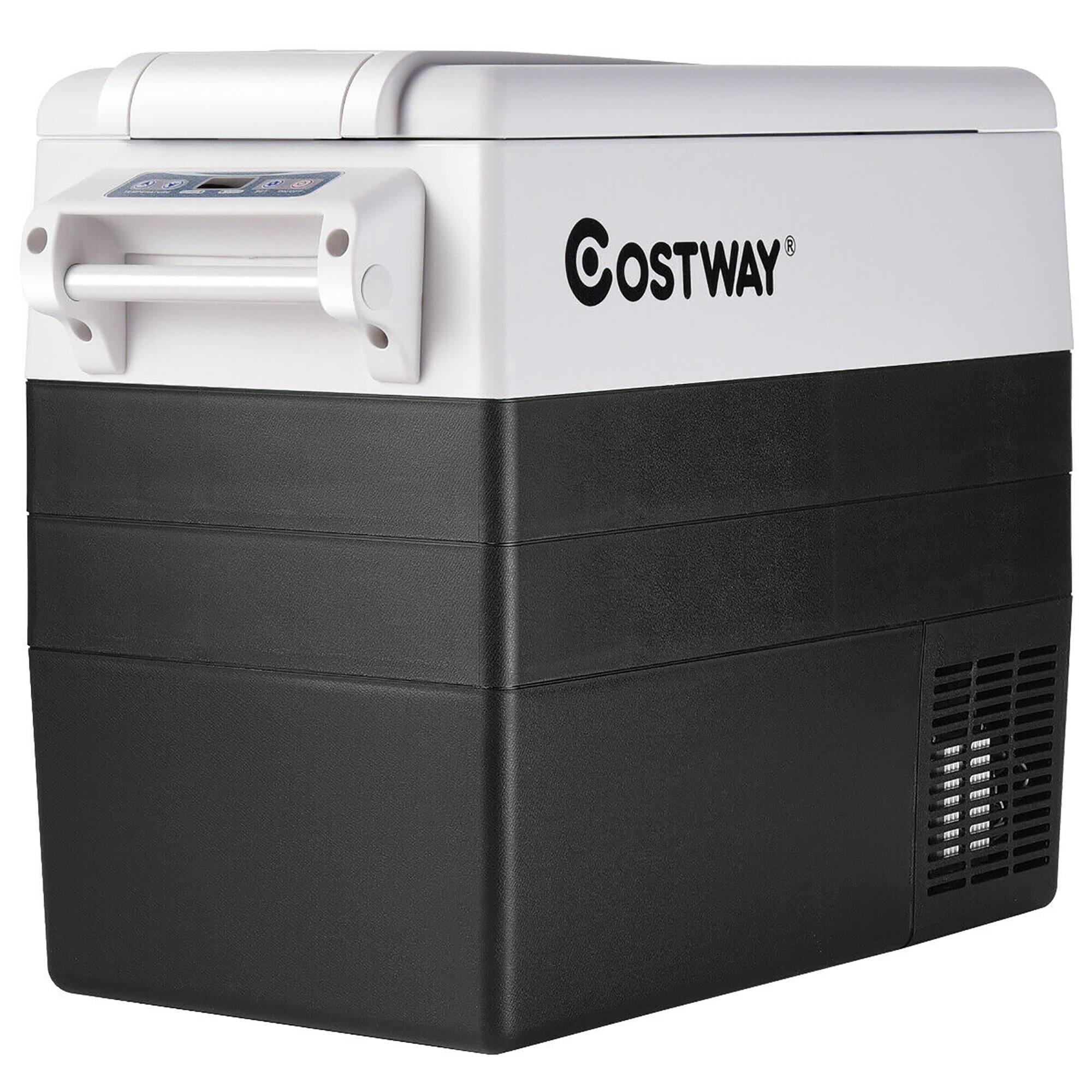 Front. Costway - 55 Quarts Portable Refrigerator Electric Car Cooler Compressor Freezer for RVs Camping - Black.