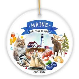 OrnamentallyYou - Artistic Maine State Themes and Landmarks Christmas Ornament - Multi-colored