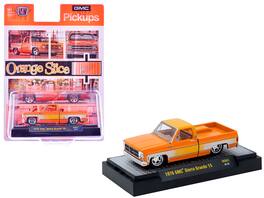 M2 - 1976 GMC Sierra Grande 15 Pickup Truck Orange/White Orange Interior Limited Edition 15,994 pcs 1/64 Diecast - Orange and white with Orange