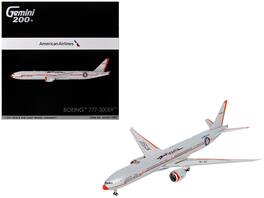 Boeing 777-300ER Commercial Aircraft "American Airlines" (N735AT) Silver with Otange Stripes 1/200 Model by GeminiJets