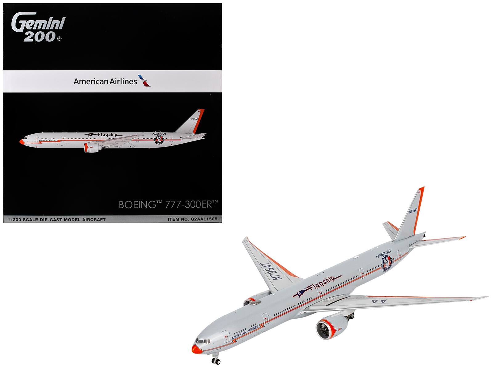 Gemini 200  
American Airlines  
1:200 Scale Die-Cast Model Aircraft  
Item No. G2AAL1508  
N735AT  
Flagship  
Flaqship  
American Airlines
