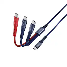 Nautica - CB600 3 In 1 Braided Charging Cable with 3 USB-C outputs (60W) (4 Ft - Navy