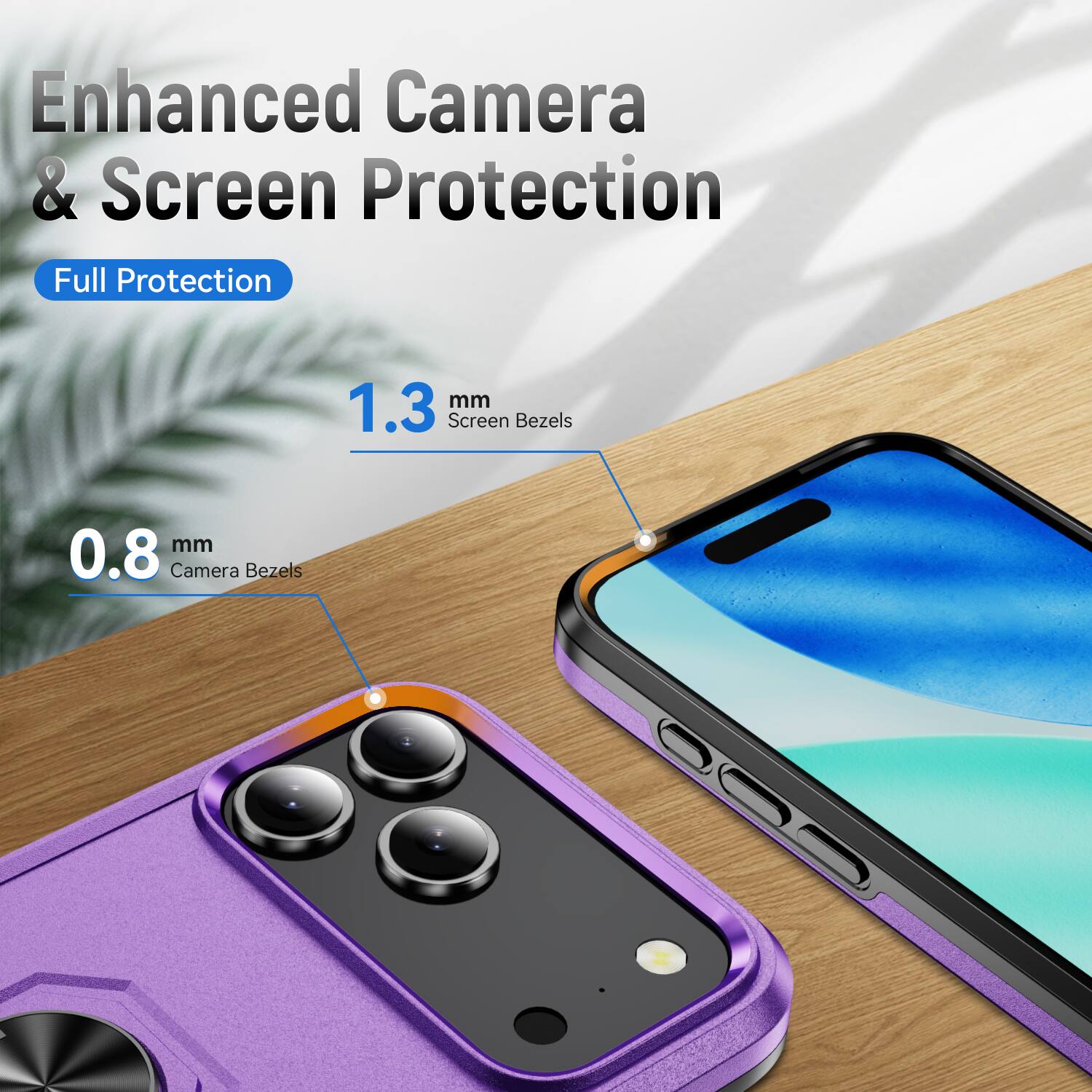 Enhanced Camera & Screen Protection  
Full Protection  
1.3 mm Screen Bezels  
0.8 mm Camera Bezels