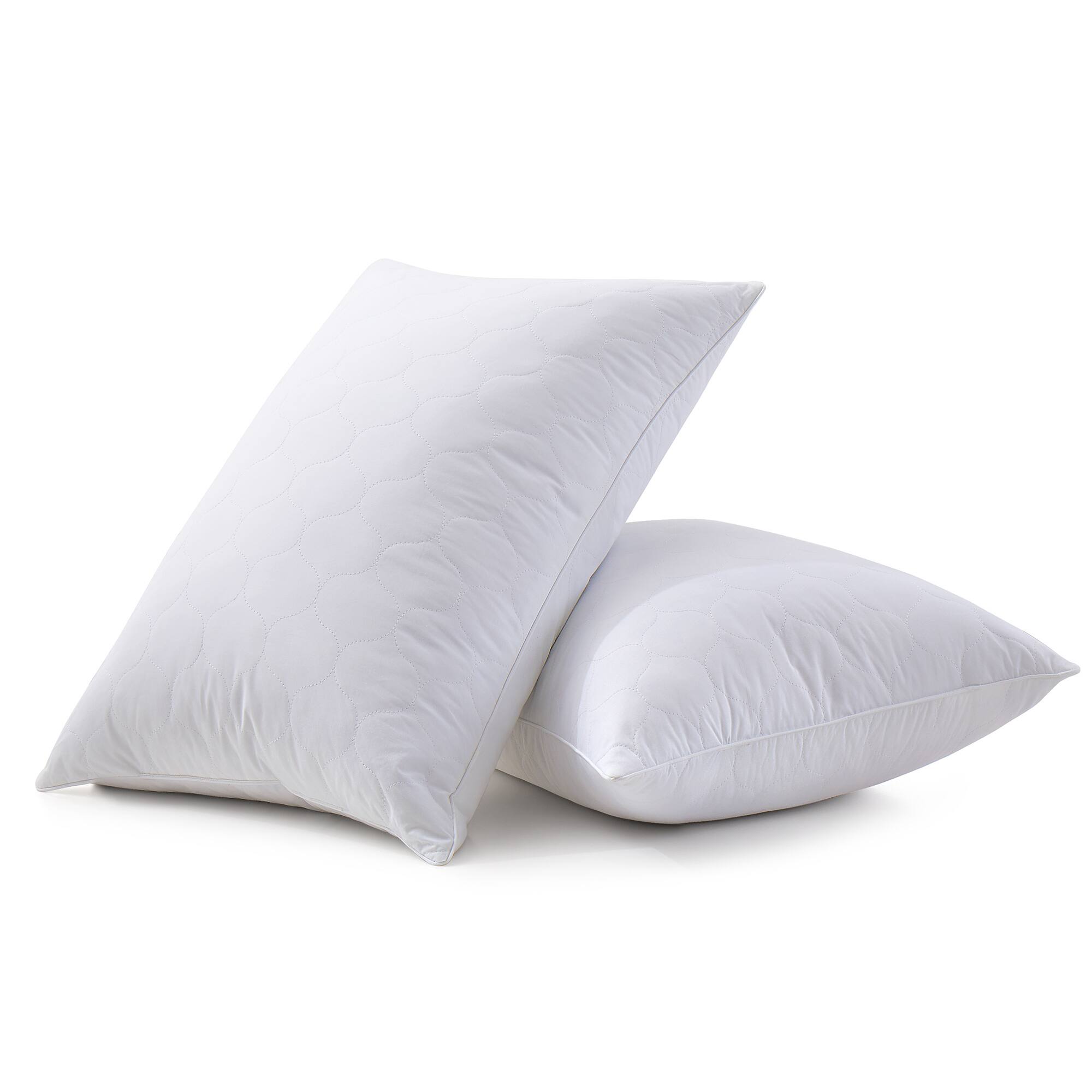 Back. Peace Nest - Peace Nest Medium Firm Goose Feather Down Pillow with Quilted Cotton Cover Set of 2 - White.