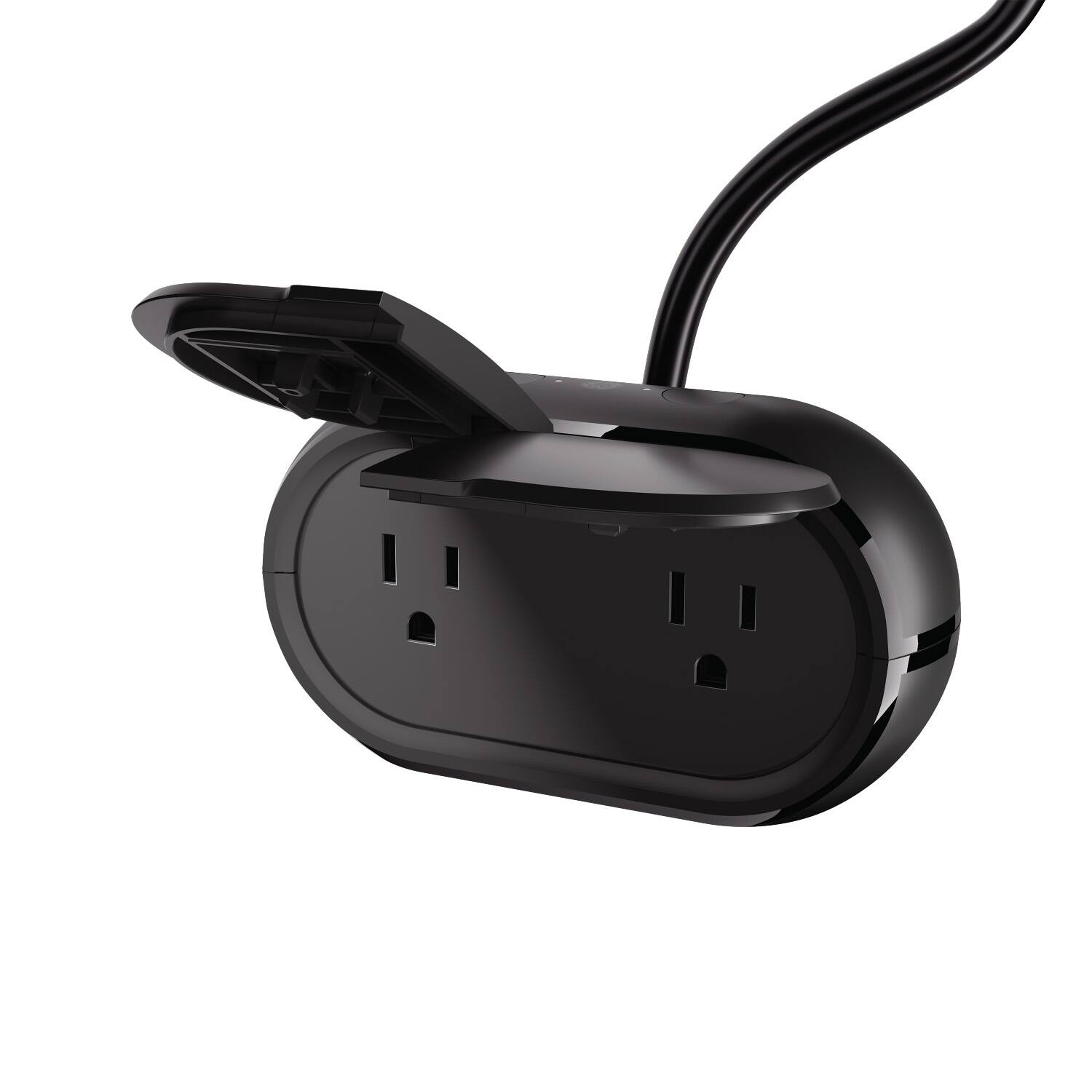 Alt View 1. GE - Cync Outdoor Smart Plug, Works with Alexa and Google Home - Black.