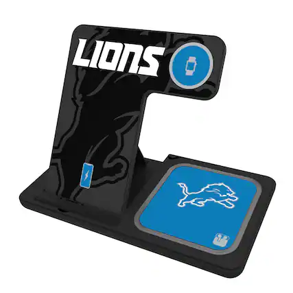 Front. Keyscaper - Detroit Lions 3-In-1 Wireless Charger - Multicolor.