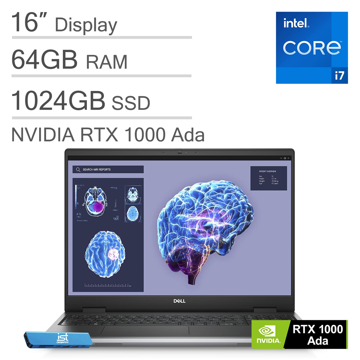 Dell - Precision 7680 16"FHD+ Workstation Laptop - Precision 7 - NVIDIA RTX1000Ada - i7-13850HX - 64GB RAM - 1TB SSD - Win11Pro - Aluminum Titan Grey
