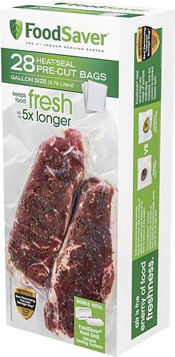 FoodSaver - 28 Gallon Size Heat Seal Pre-Cut Bags - Clear - Angle