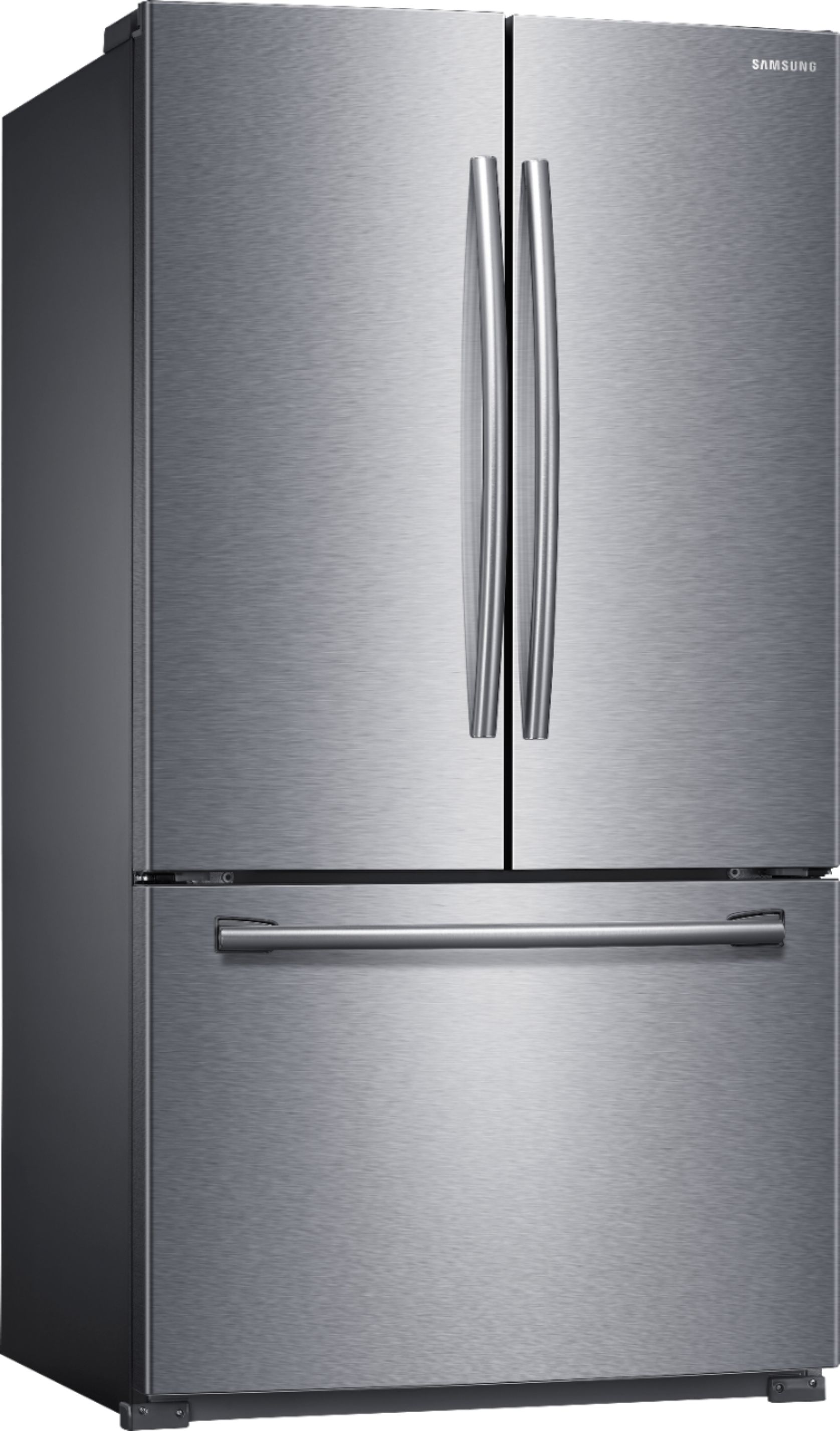 Angle View: Samsung - 25.5 Cu. Ft. French Door Refrigerator with Internal Water Dispenser - Stainless Steel