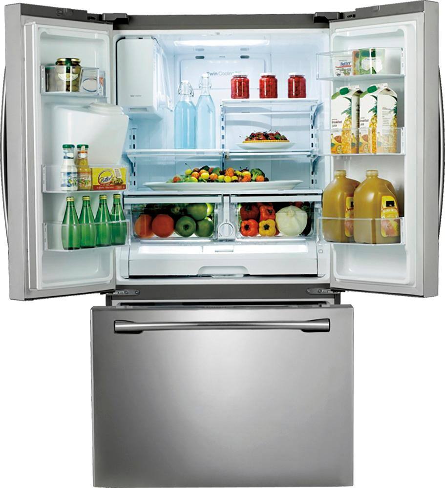 Alt View 1. Samsung - 24.6 cu. ft. French Door Refrigerator with Thru-the-Door Ice and Water - Stainless Steel.