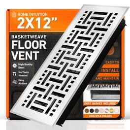 Home Intuition - 2X12 Floor Vent Covers with Mesh Cover Trap, Heat and Air, for HVAC Duct, Basketweave - White
