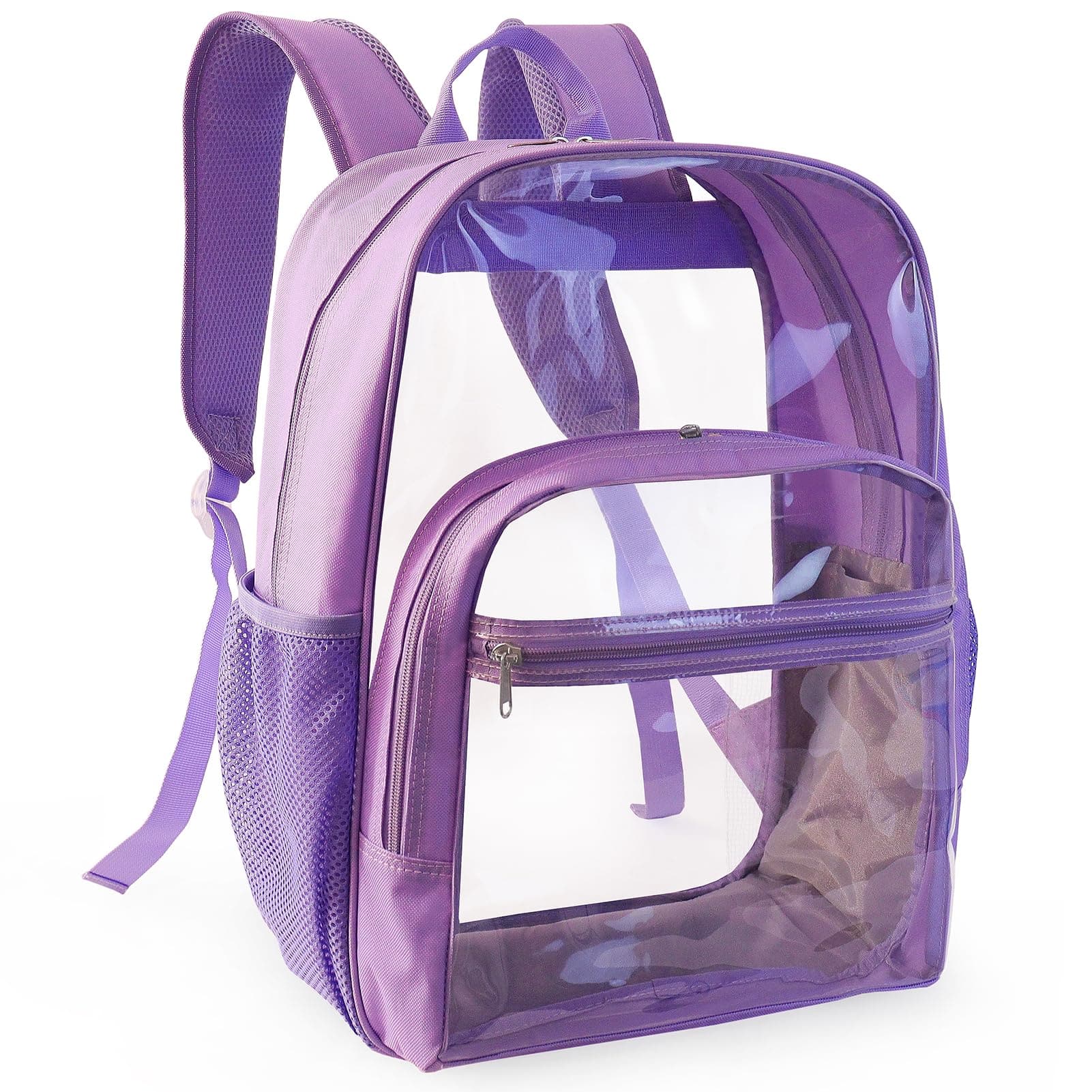 Pacoar Cade - Clear Backpack For School Heavy Duty Transparent With 0.6 Mm Pvc Bookbag 18 Inch Bags Pink - Light Purple