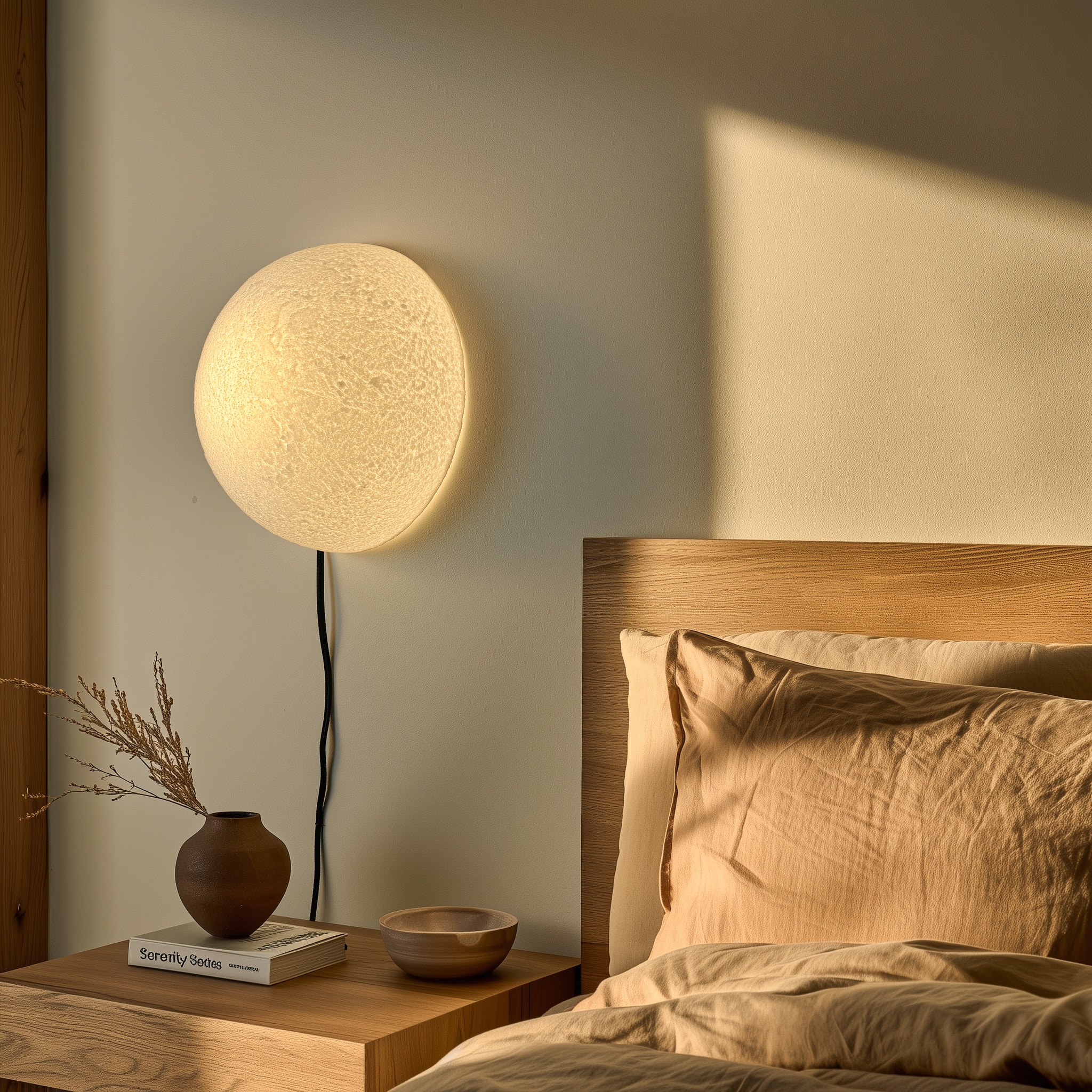 Lamp Depot - Semi-Circular Moon Wall Lamp with Plug - White