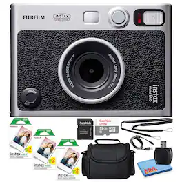 Fujifilm - Instax Mini EVO Instant Film Camera with 60 Films + 32GB Card - Black