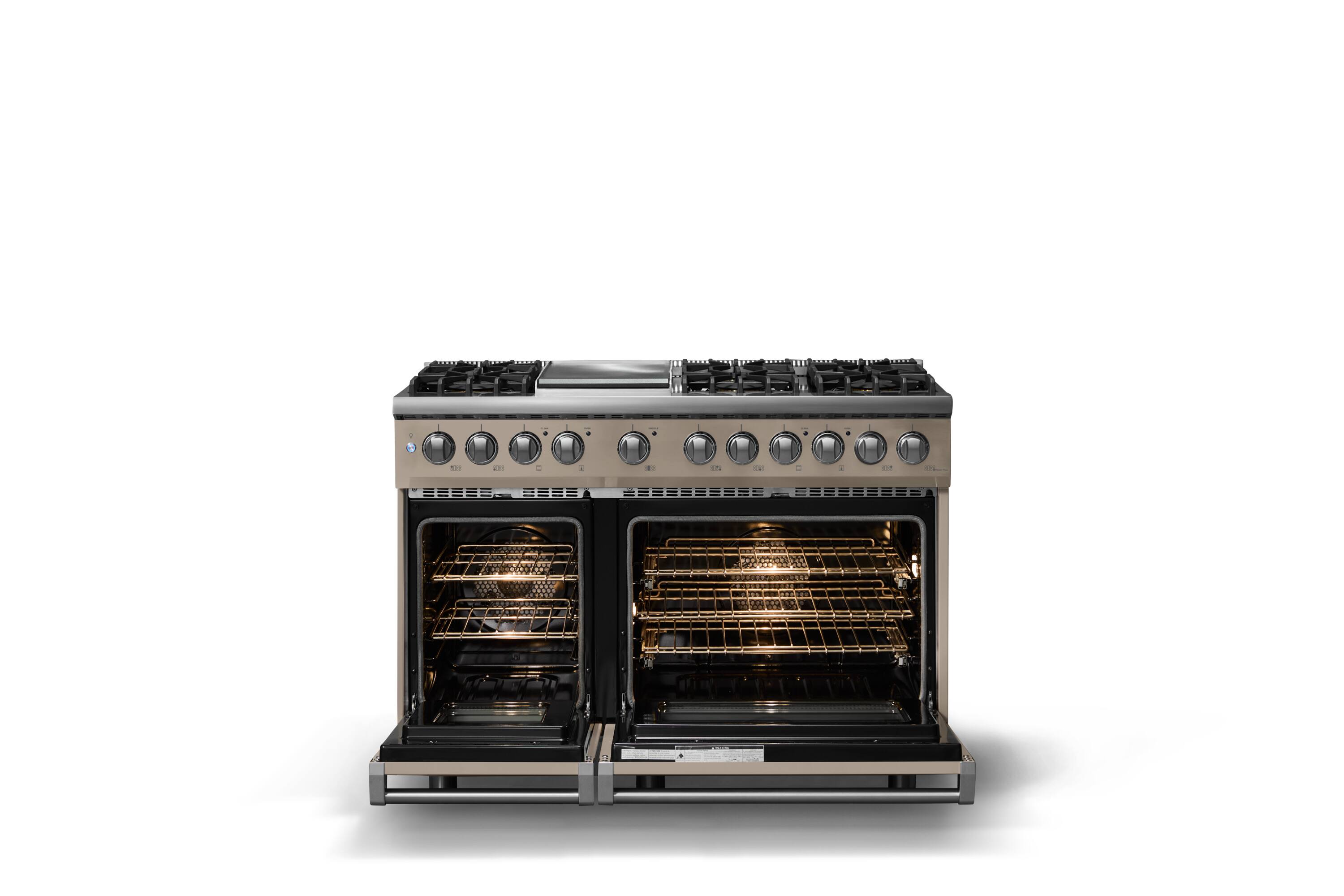Alt View 2. Viking - 48"W. 6 Burner Pro 5 Series 7.3 Cu. Ft. Freestanding Sealed Dual Fuel Convection Range/Griddle - Nantucket.