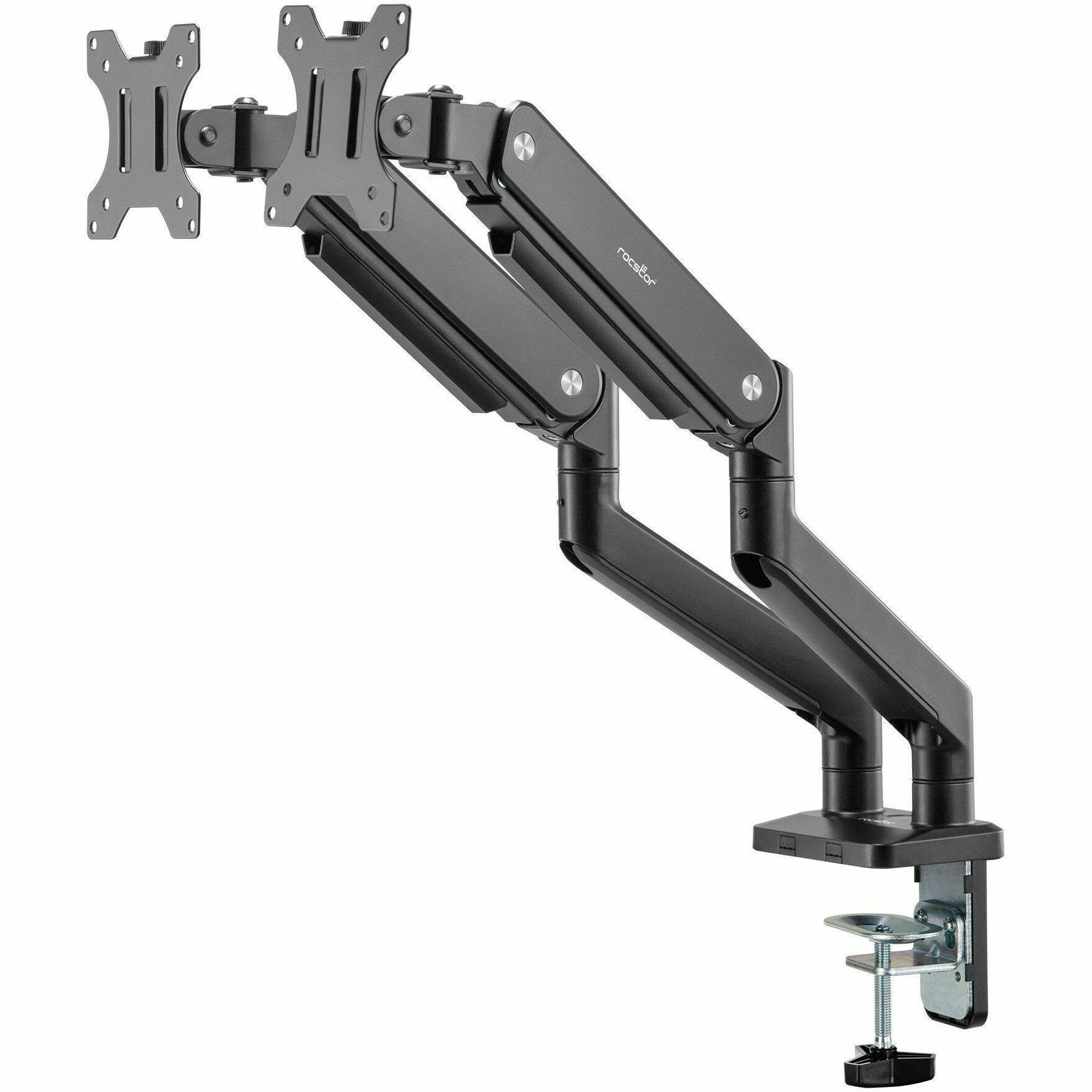 Alt View 3. Rocstor - Rocstor ErgoReach Mounting Arm for Monitor - Black - Landscape/Portrait - 2 Display(s) Supported - 17" to 32" Screen - Black.