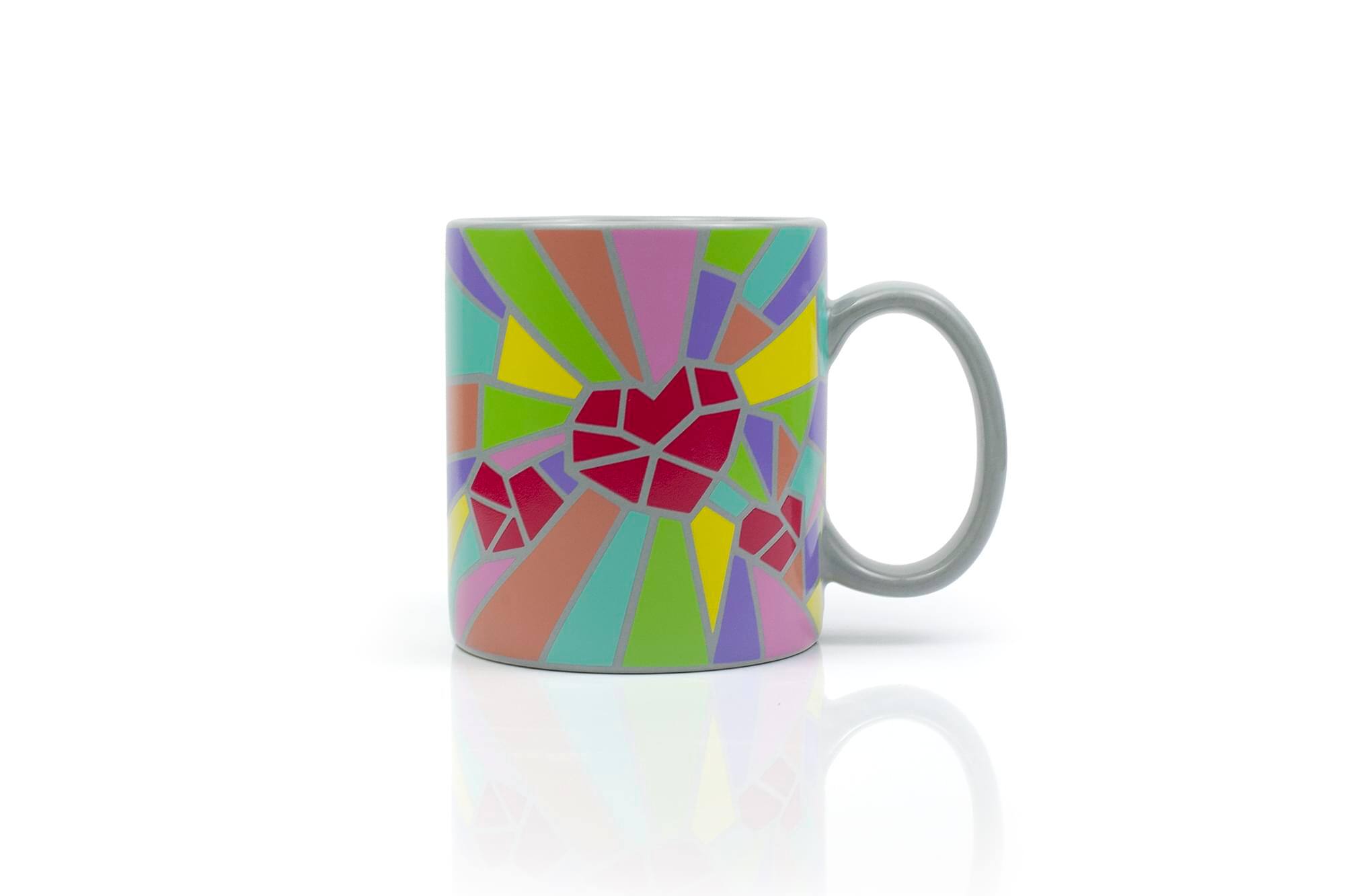 Alt View 1. Toynk - 2020 Sidewalk Chalk Inspired Mosaic Heart Ceramic Coffee Mug | Holds 16 Ounces - Red.