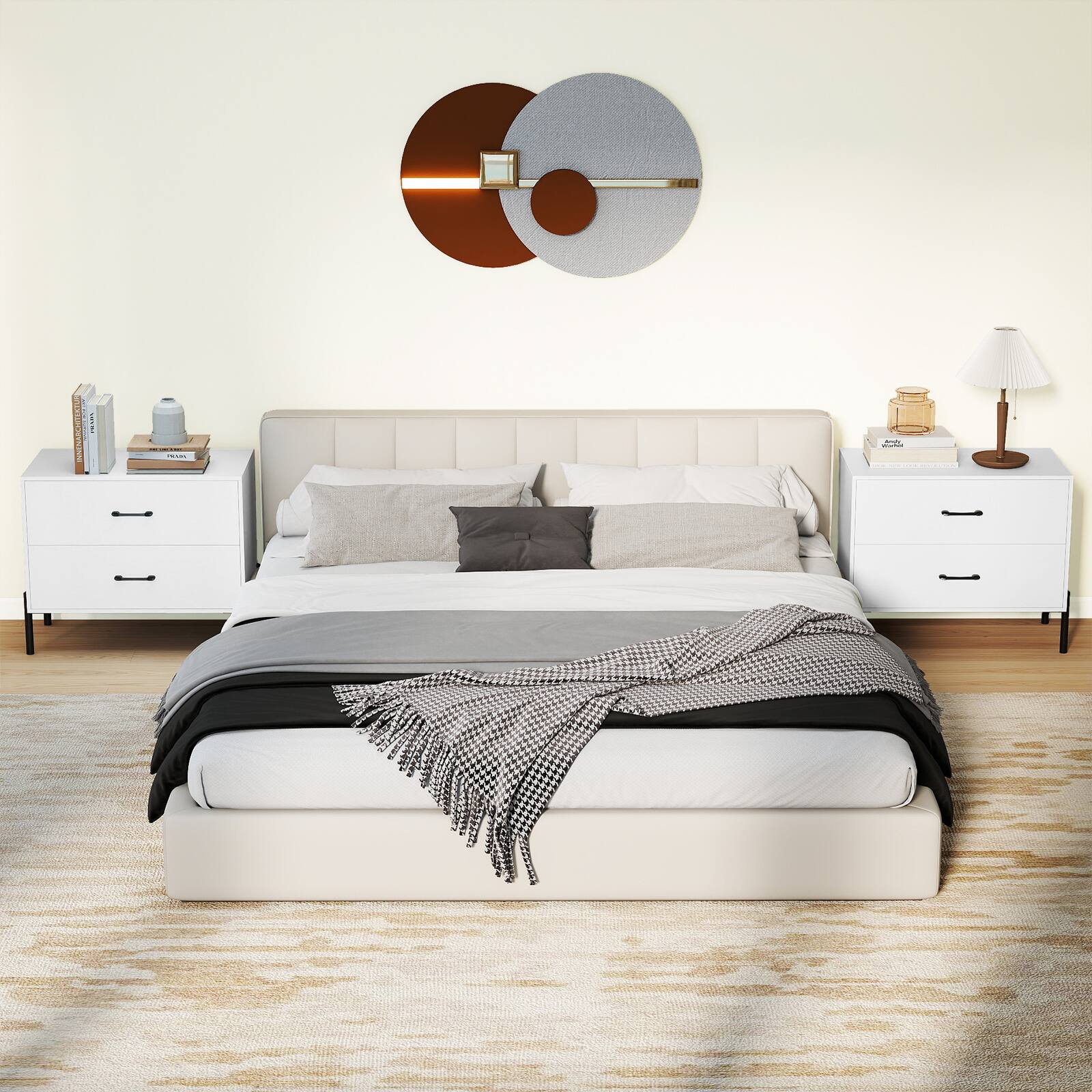 Alt View 3. Gymax - Gymax 2PCS 2-Drawer Dresser w/Metal Legs Handles Drawers Anti-Tipping Kits for Closet - White.