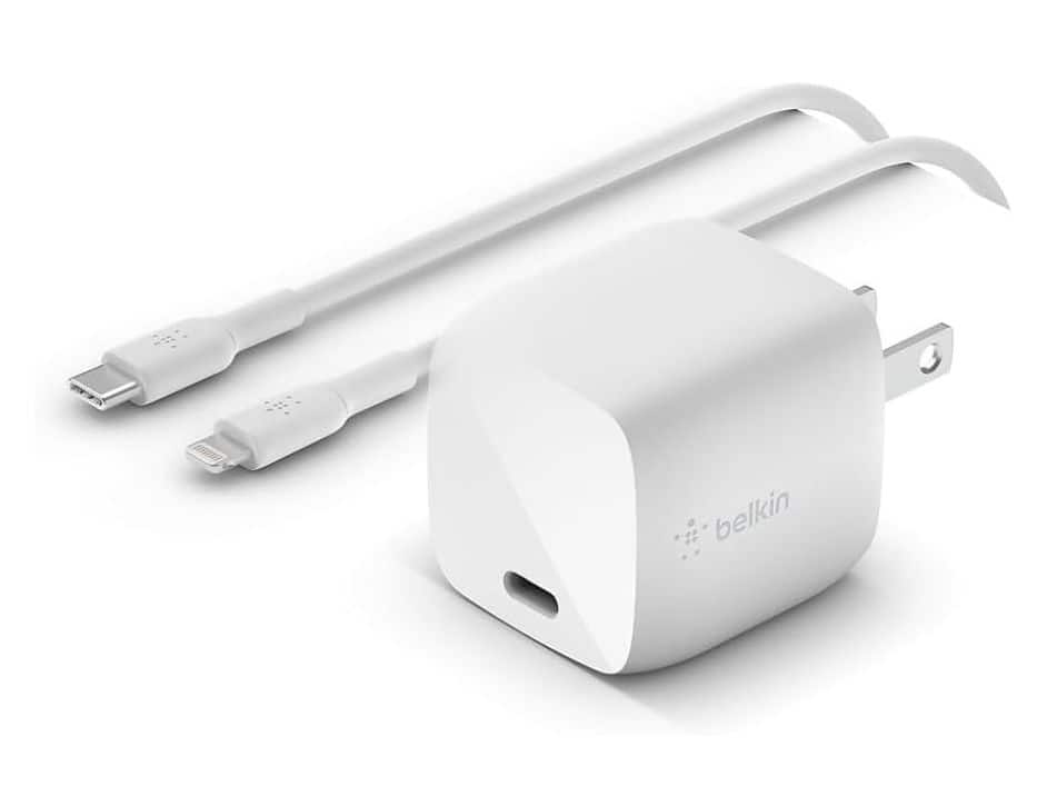 Belkin - Boost Charge 30W GaN Wall Charger + USB-C to Lightning - White