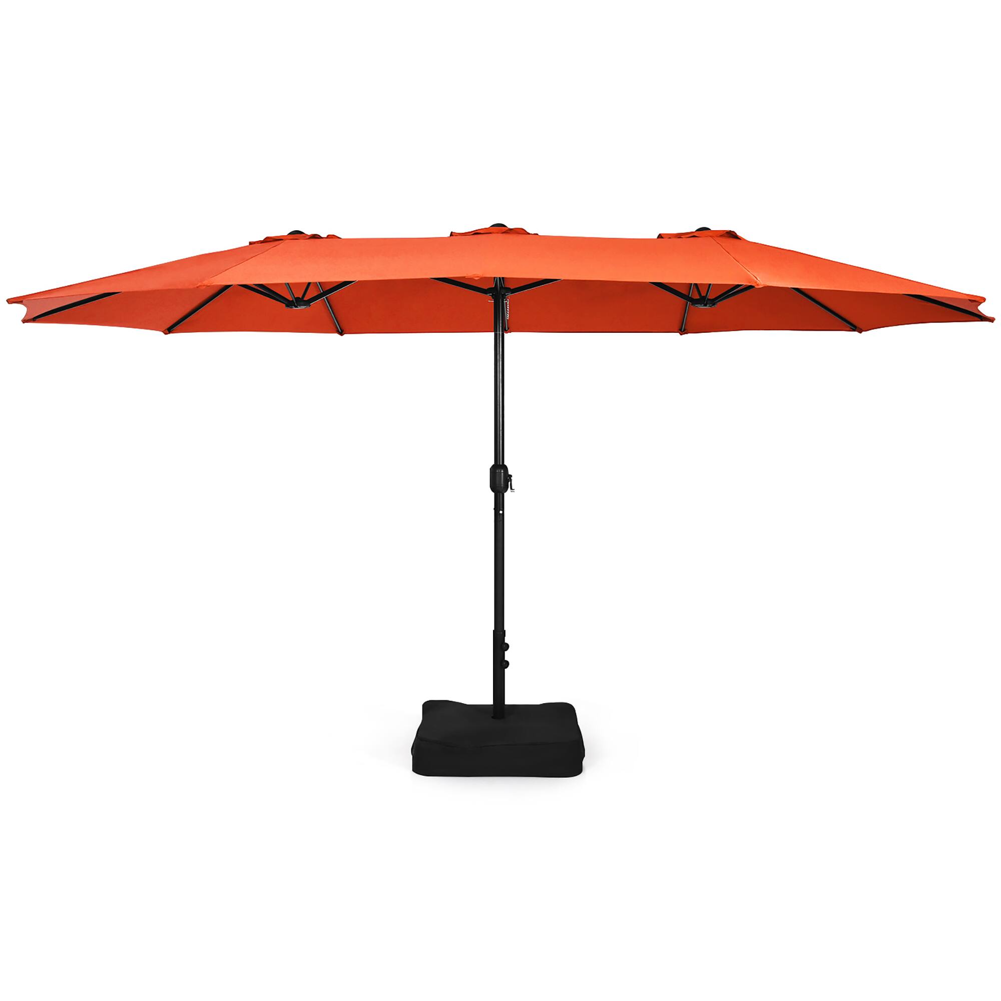 Alt View 1. Costway - 15FT Double-Sided Twin Patio Umbrella Outdoor Market W/ Crank & Base - Orange.