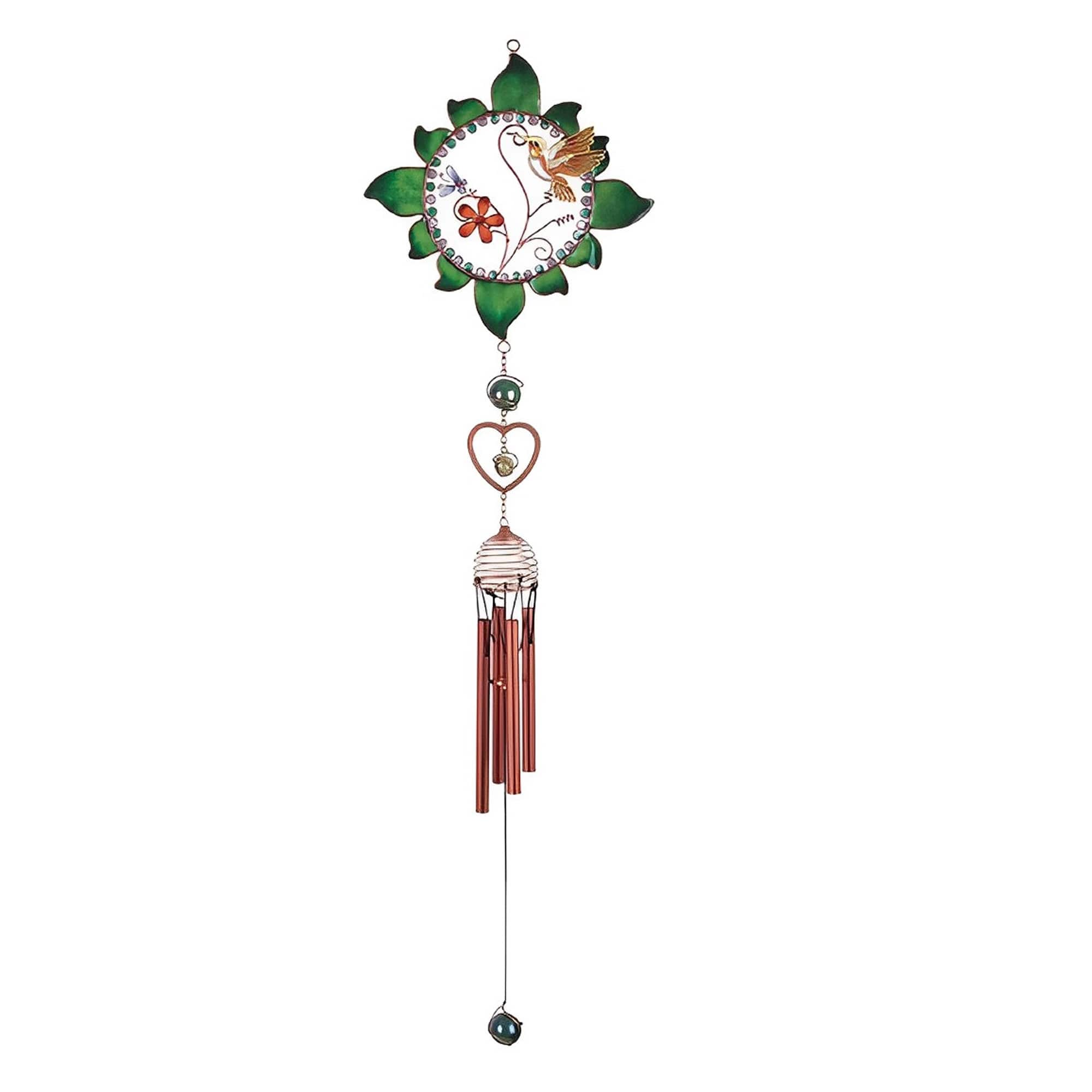 Front. FC Design - FC Design 35" Long Hummingbird with Flower Pewter Wind Chime Outdoor Patio or Garden Hanging Decoration - Multi-Color.