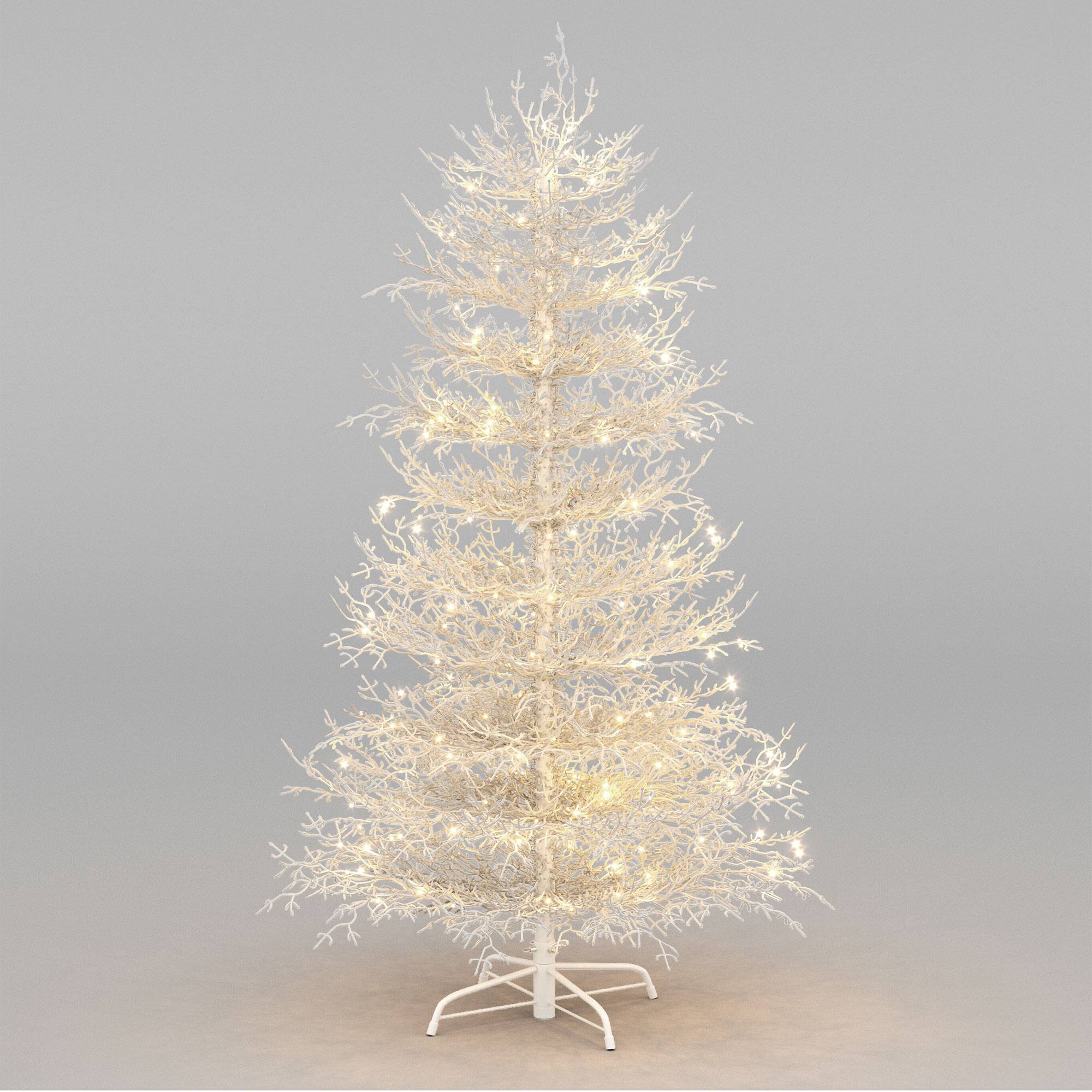Alt View 9. Tiramisubest - 6FT Pre-lit Aspen Fir Artificial Christmas Tree,Hinged Xmas Tree 623 Snow Flocked Branch Tips,420 Warm Yellow LED Lights - White.