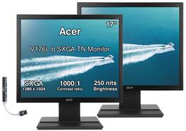 Acer - V176L b 17" SXGA TN Monitor, 5ms Response Time, Anti-Glare, 250 nits Brightness, VGA & DKZ Hub (UM.BV6AA.002) 2Pack - Black