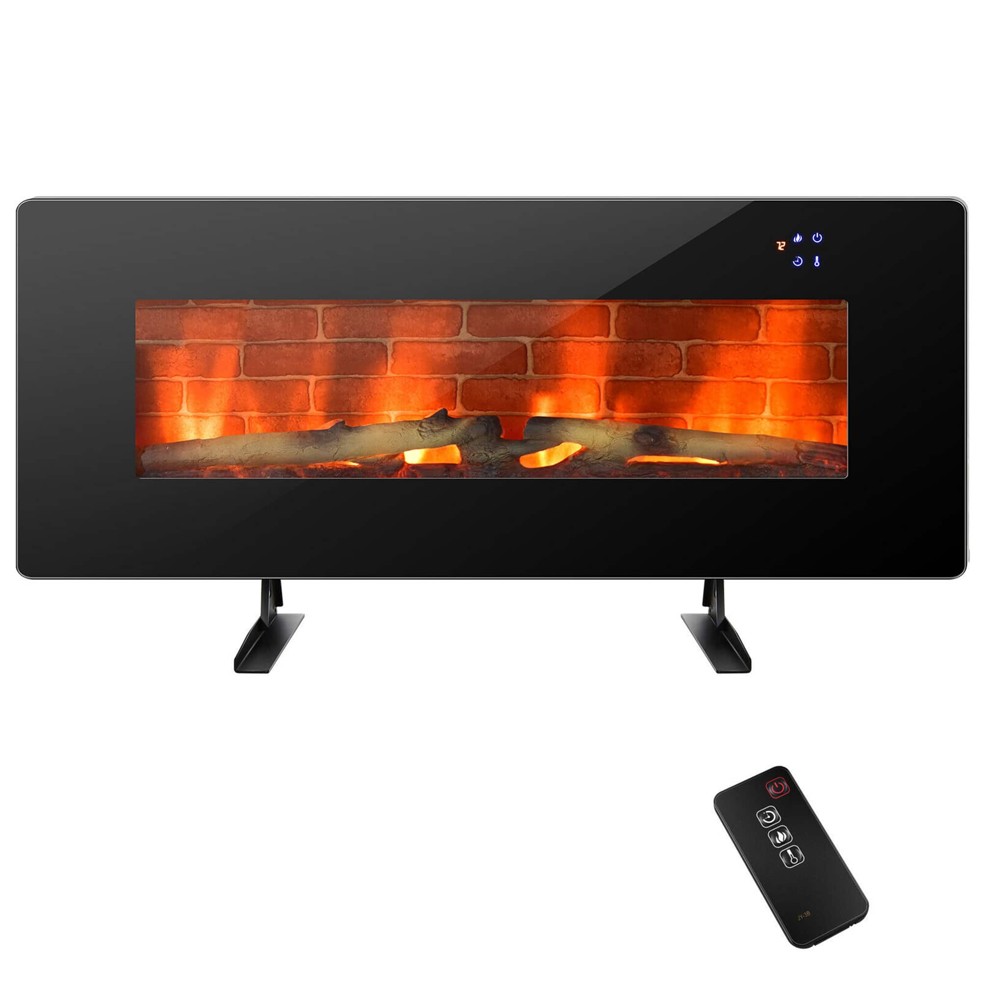 Costway - 42" Electric Fireplace Wall Mounted & Freestanding Heater Remote Control 1500W - Black