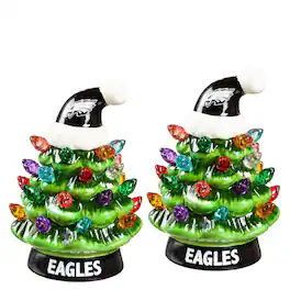 Evergreen Enterprises - Philadelphia Eagles 2-Pack 4" Ceramic LED Christmas Tree Set - Multicolor