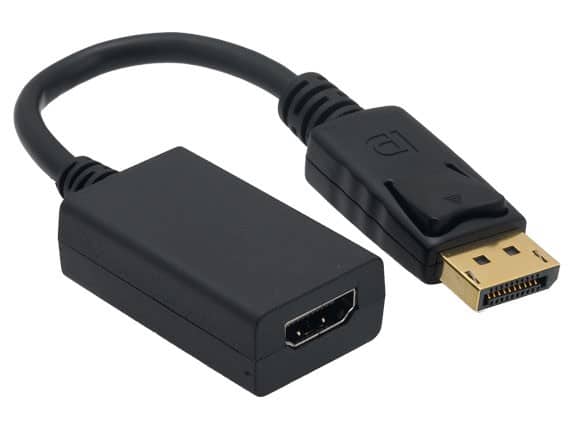 Cable Leader - DisplayPort to HDMI Adapter Cable, 6.5 Inch, Secure Latch, Gold-Plated - Black