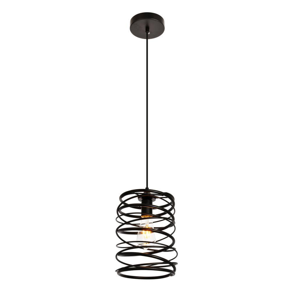 Alt View 2. Living District - Hopper Collection Pendant D7.9 H11.8 Lt:1 Black Finish - Black.