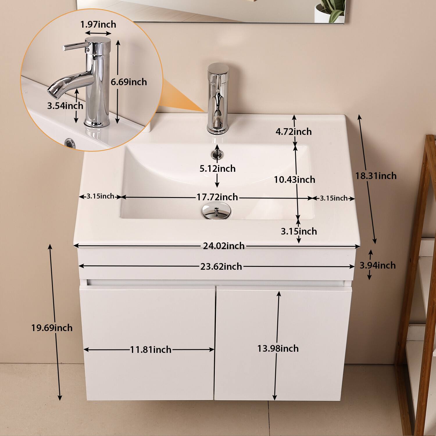 1.97 inch  
6.69 inch  
3.54 inch  
4.72 inch  
5.12 inch  
10.43 inch  
18.31 inch  
-3.15 inch  
17.72 inch  
3.15 inch  
24.02 inch  
3.15 inch  
23.62 inch  
3.94 inch  
19.69 inch  
11.81 inch  
13.98 inch