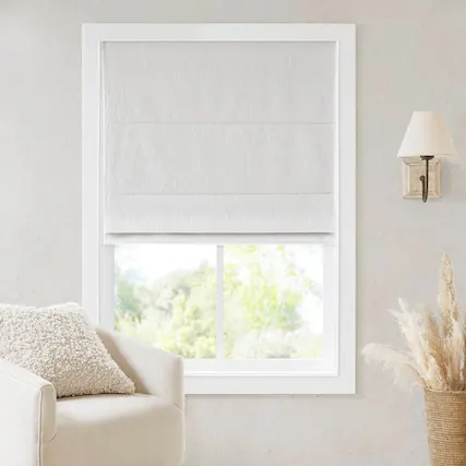 Front. BreeBe - 1 PCS 35x64' Total Blackout Cordless Roman Shade White - White.