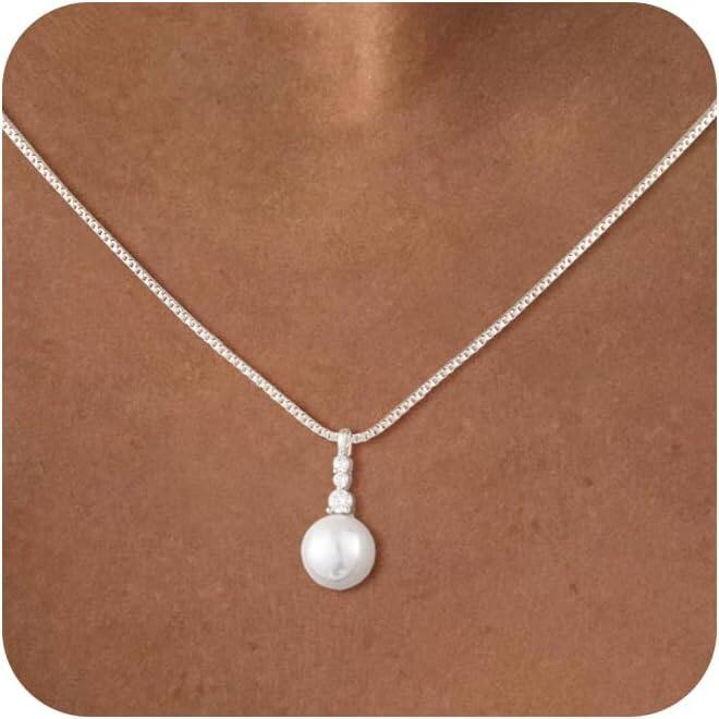 Front. Live At Space - Classic Adjustable Gold Plated Pearl Necklace: Dainty Choker Jewelry Gift for Women - Classic Pearl Necklace Adjustable Gold for Women.