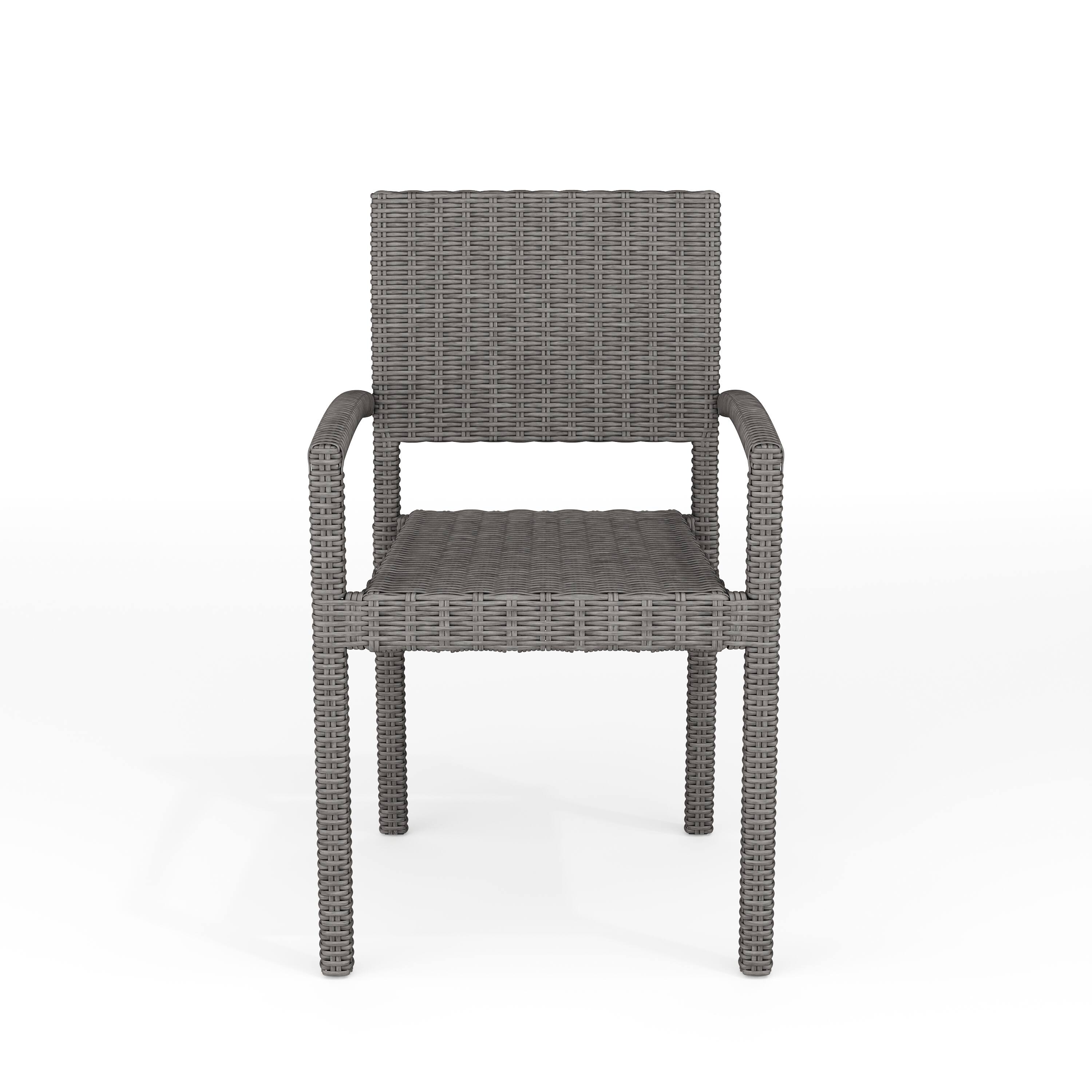 Alt View 10. Martha Stewart - Bedford Outdoor Rattan Wicker Stackable Dining Armchair - Gray.