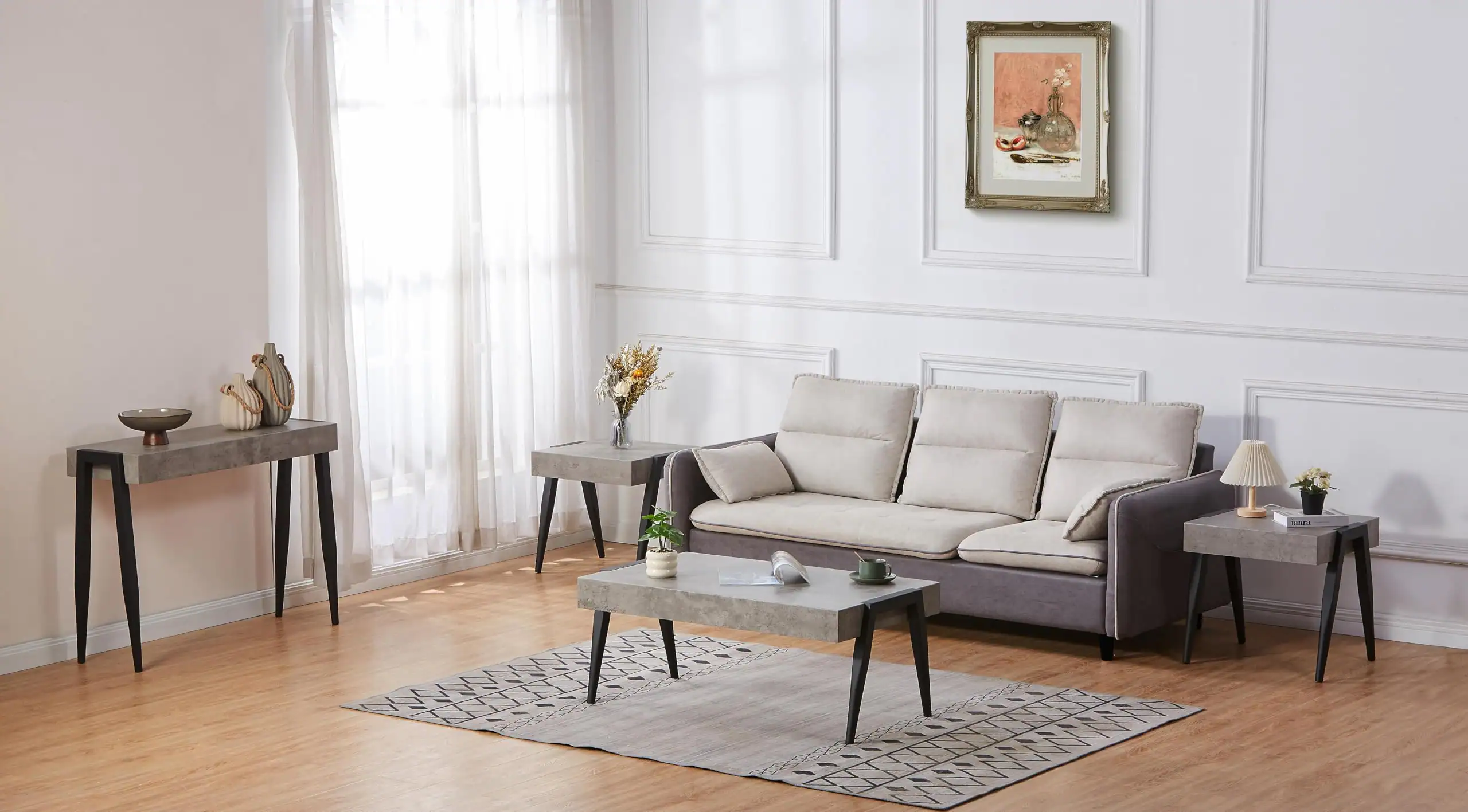 Alt View 2. Kings Brand Furniture - Kings Brand Furniture Camden Marble-Style Console Sofa Entryway Table for Hallway, Living Room, Foyer, Black/Gray - Silver.