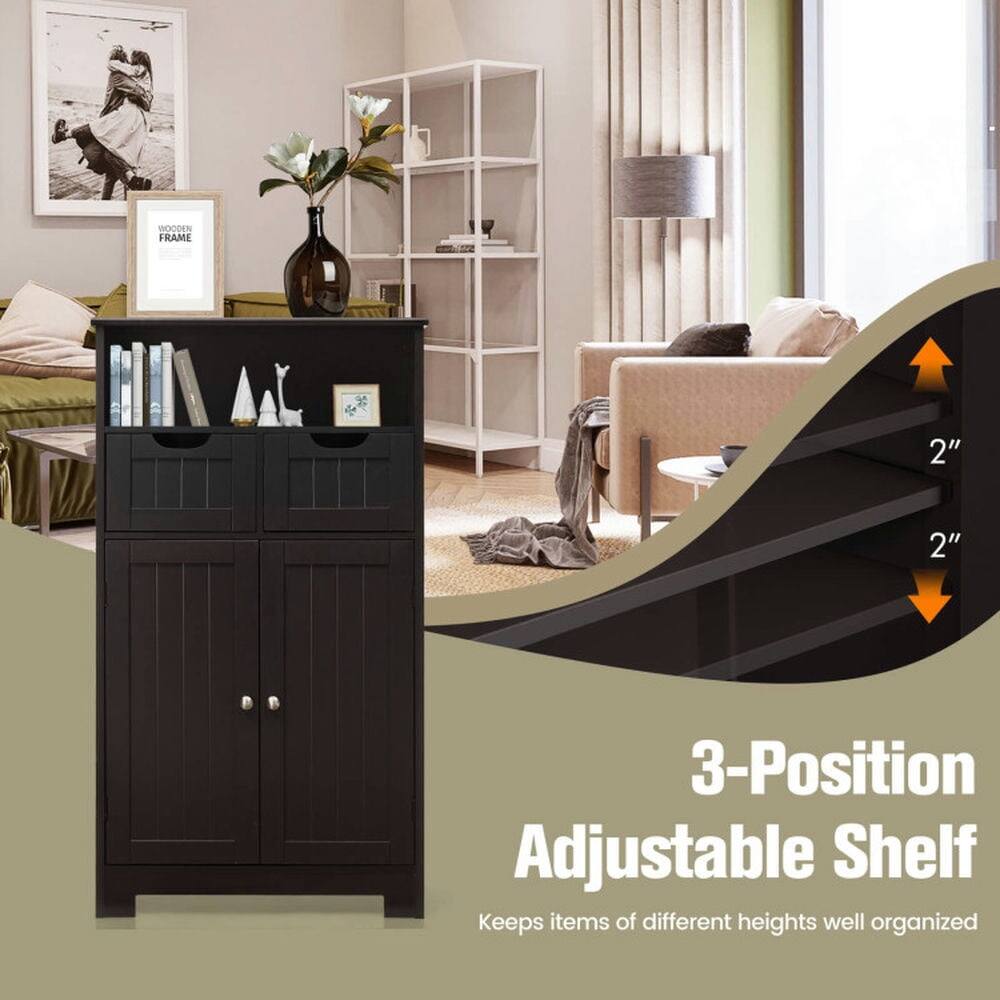 BOODEN FRAME  
2" 2"  
3-Position Adjustable Shelf  
Keeps items of different heights well organized