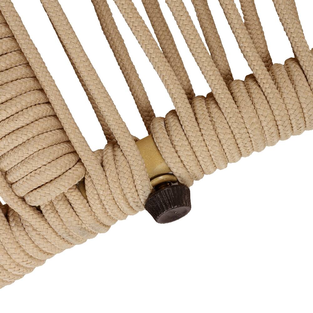 Alt View 7. Loheer - Loheer Round Acacia Wood Side Table Rope Frame Teak Finish - Light Beige.