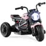 Costway - 6V Kids Motorcycle with Song,Story,LED Headlights,Accelerator Pedal & 3 Wheels - Pink & Black