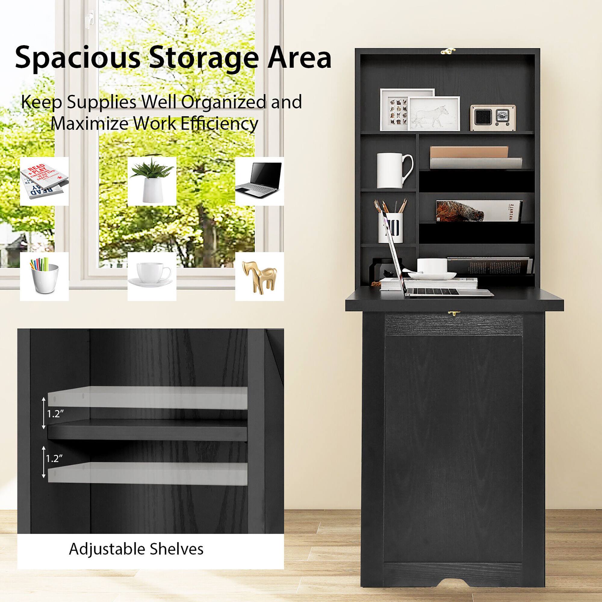 Spacious Storage Area, Keep Supplies Well Organized and Maximize Work Efficiency, 1.2" Adjustable Shelves