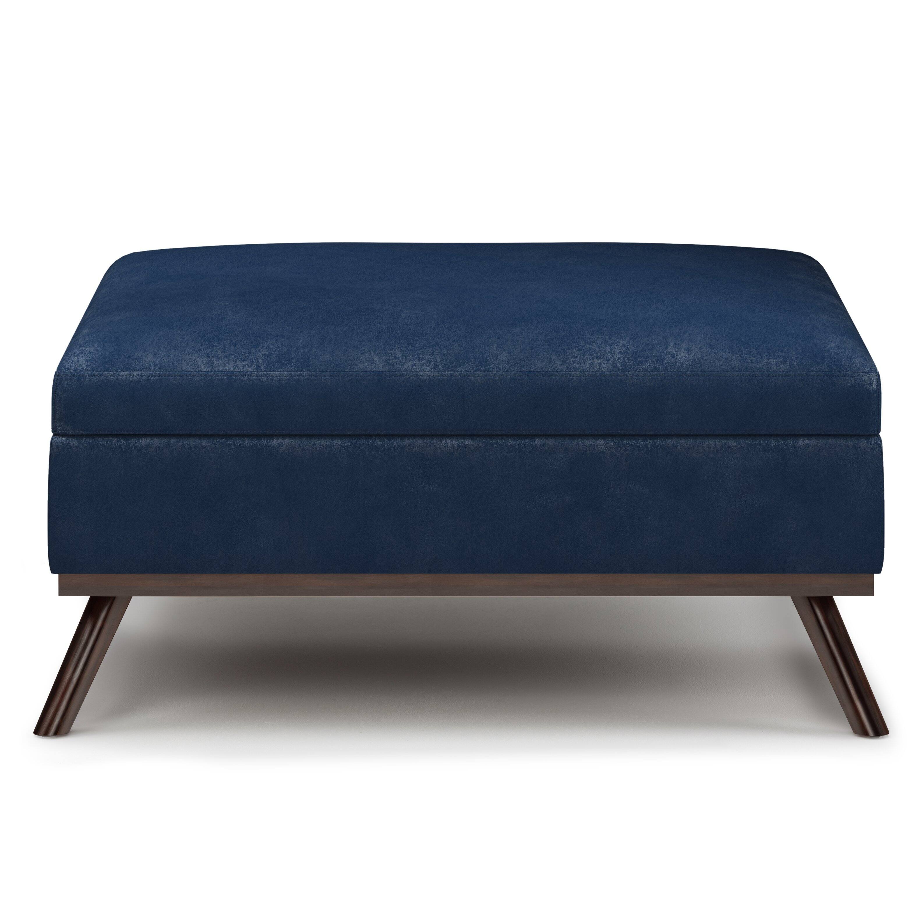 Left. Simpli Home - Owen Square Coffee Table Storage Ottoman - Distressed Dark Blue.