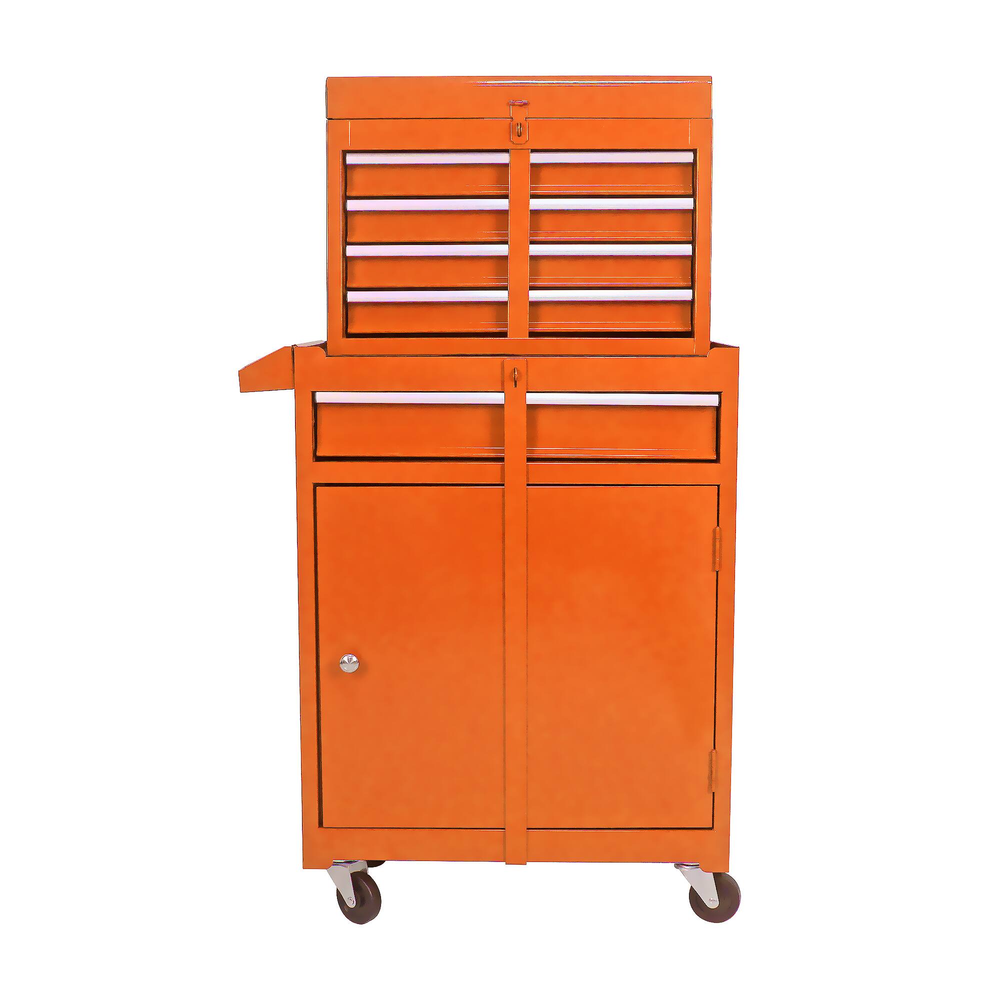 Back. Anysun - Anysun 5-Drawer Tool Organizer Cabinet with Adjustable Shelf and Lockable Wheels, Hook Holes for Garage Workshop - Orange.