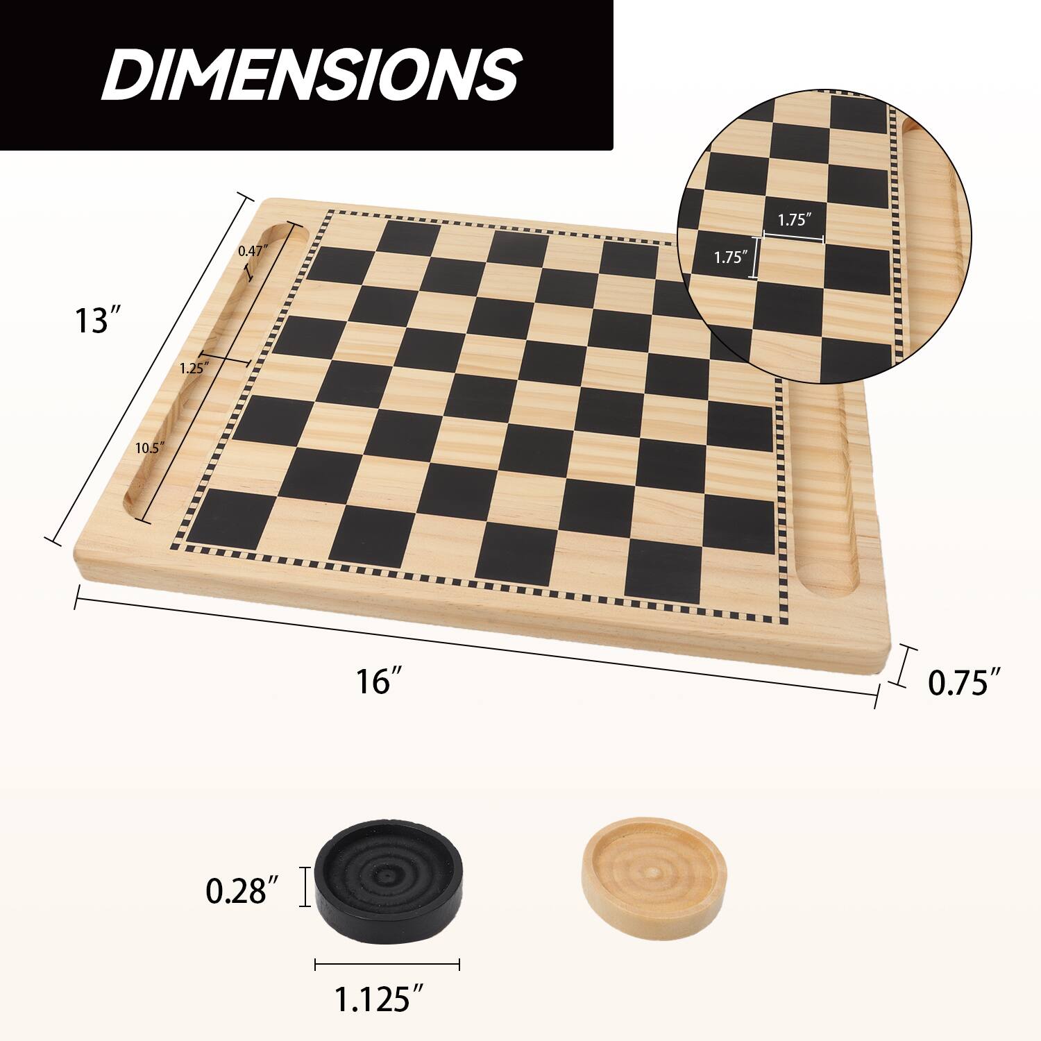 GSE Games & Sports Expert 2 in 1 Reversible Natural Wood Checkers