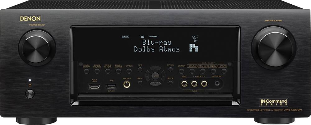 Front. Denon - In-Command 2250W 9.2-Ch. 4K Ultra HD and 3D Pass-Through A/V Home Theater Receiver - Black.