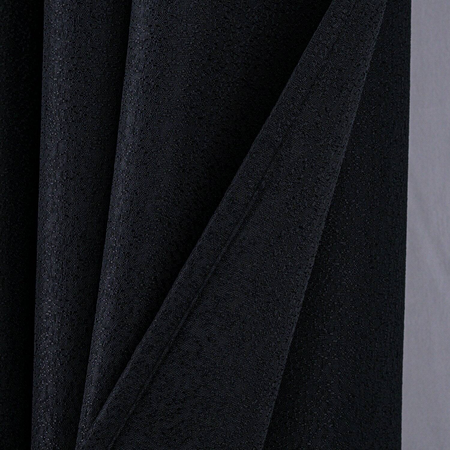 Left. RT Designers Collection - RT Designers Collection 100% Polyester 140 GSM Lava Jacquard Grommet Curtain Panel 54" x 84" Black - Black.