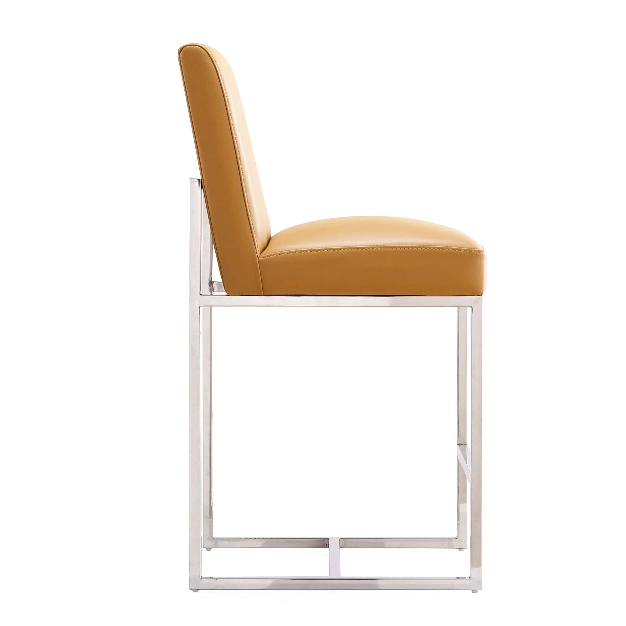 Alt View 3. Manhattan Comfort - Element Modern Metal Upholstered Counter Stool - Camel.