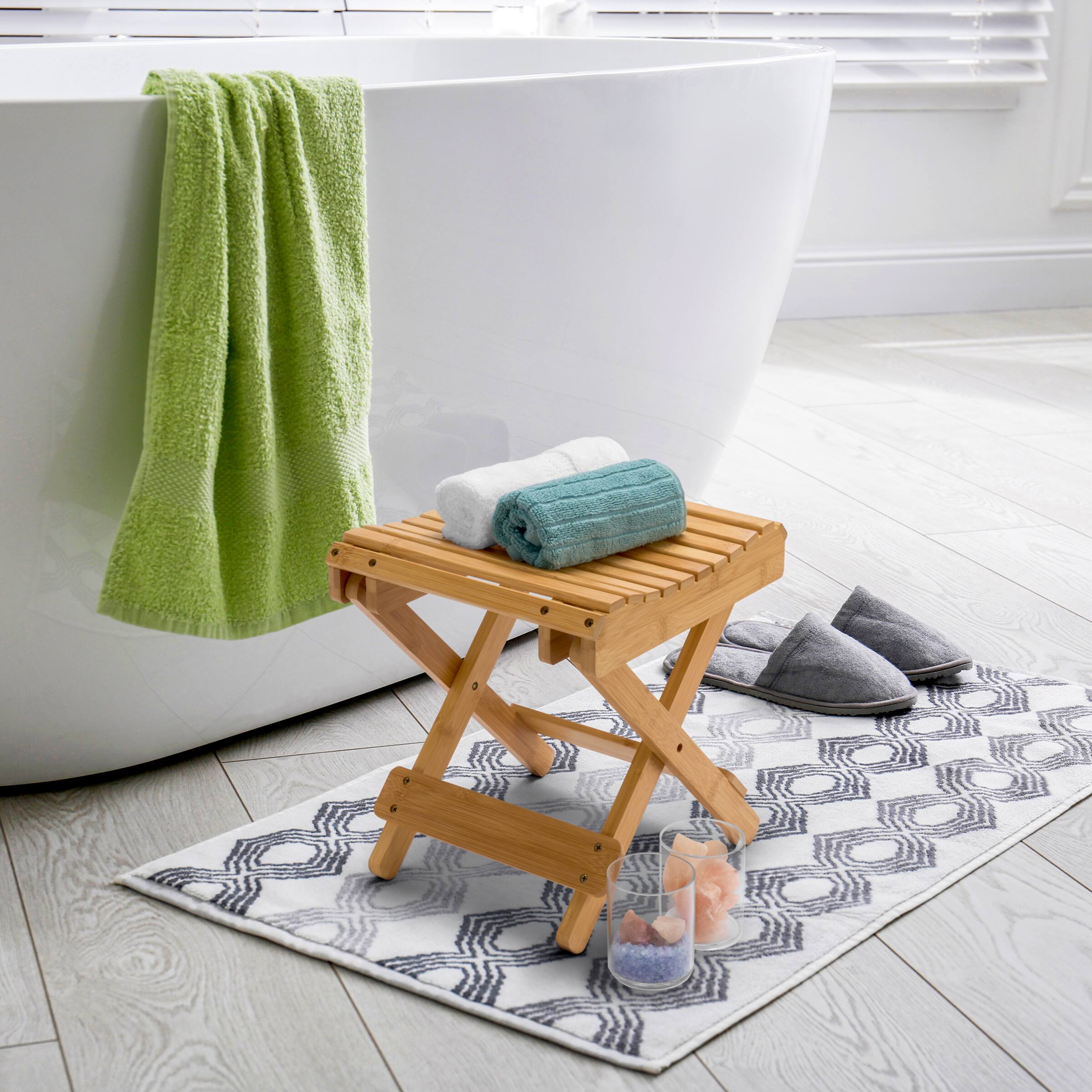 Alt View 1. Sorbus - Sorbus Foldable Shower Stool, Bamboo Foot Rest & Shaving Stool for Inside Shower, Portable Step Stool, Folding Bench - Mocha.