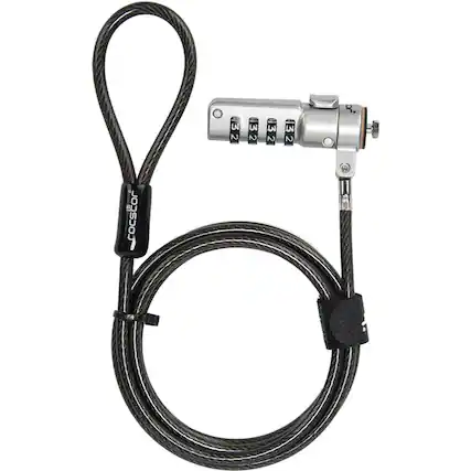 Front. Rocstor - Rocstor Rocbolt R22 Cable Lock - 6 ft Cable - Resettable - 4-digit - Combination Lock - Carbon Steel, Galvanized Steel.